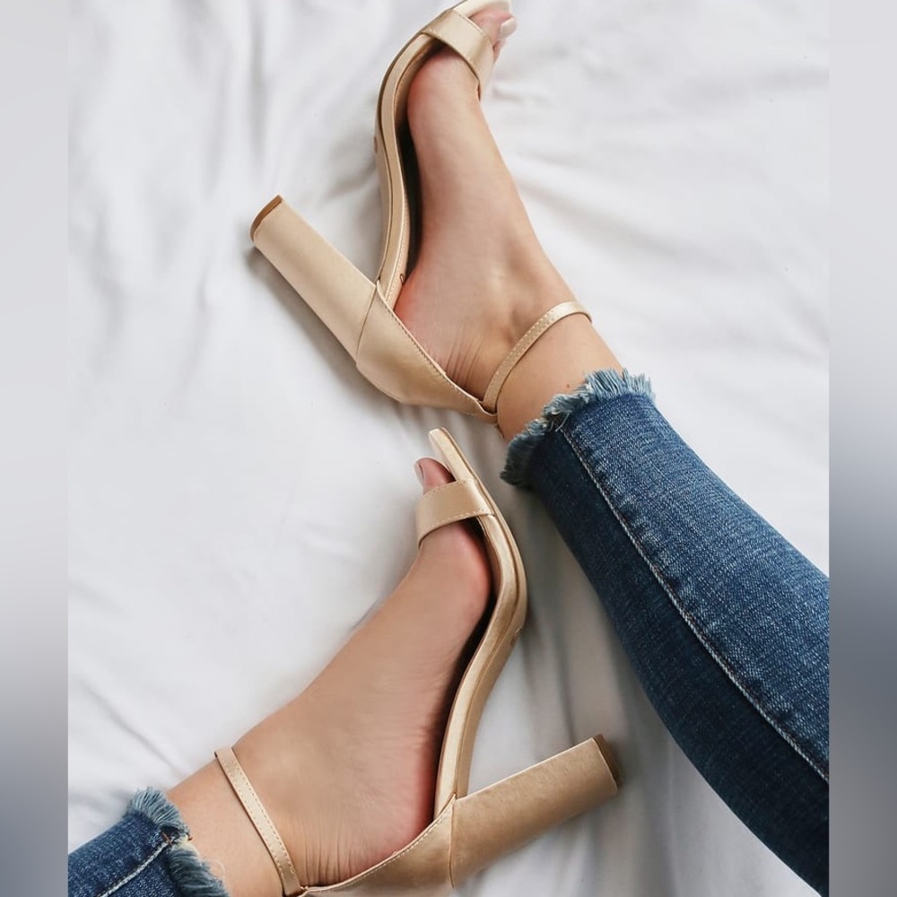 Lulus Champagne Block Heels